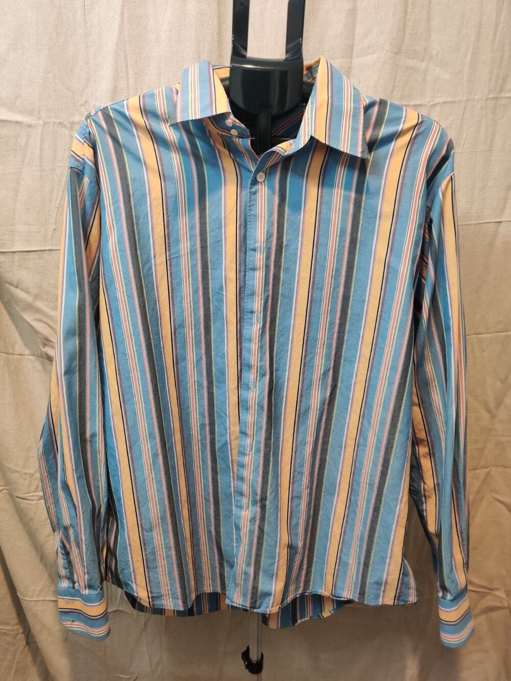 Vintage Brandini Shirt Men's Size XL Button Up Long Sleeve Preppy 100% Cotton
